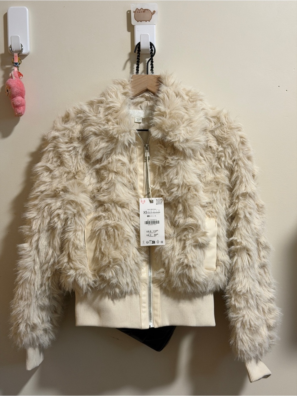 Zara Faux Fur Bomber Jacket NWT XS Ref 3046/028